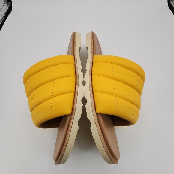 Sorel Ella III Slide Sandals Womens Size 9 Yellow Ray Honey Quilted‎ Leather NEW - Picture 11 of 13